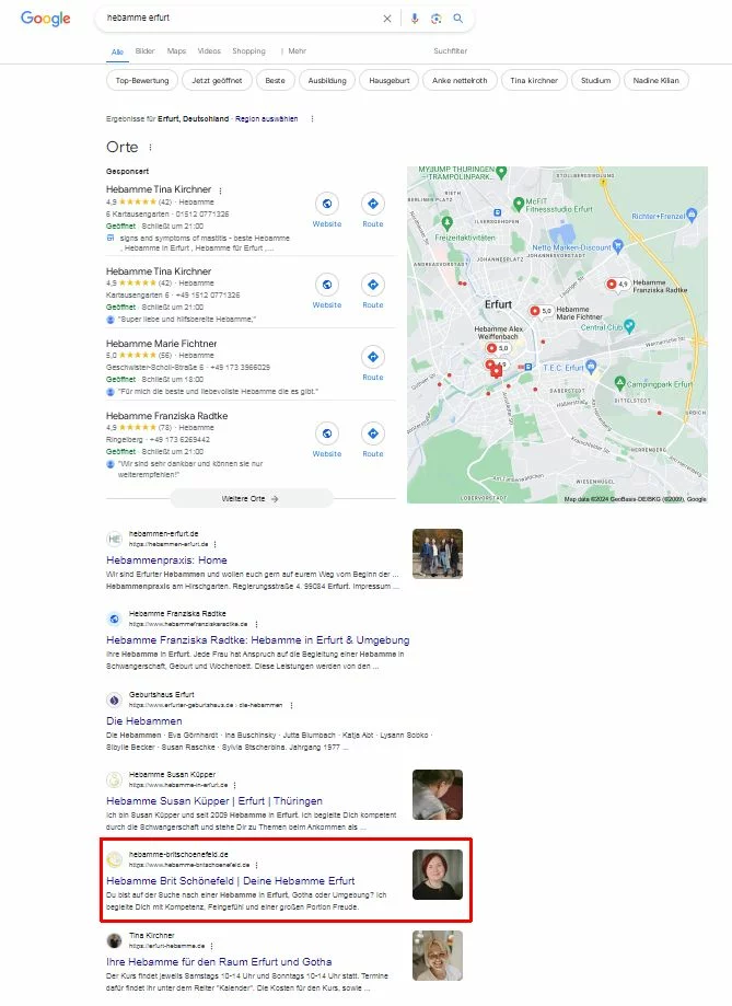 Brit Schönefeld – Google-Ranking Hebamme Erfurt