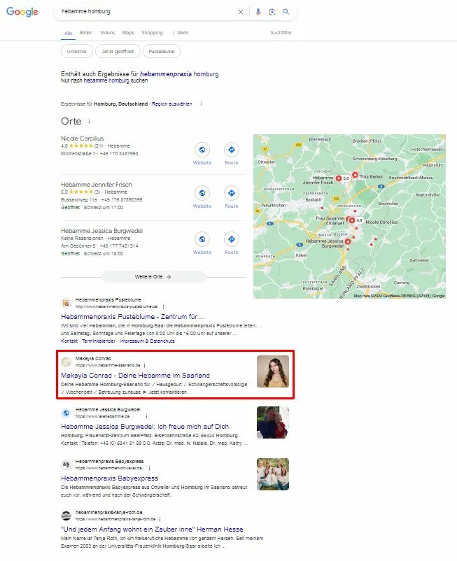 Makayla Conrad – Google-Ranking Hebamme Saarland