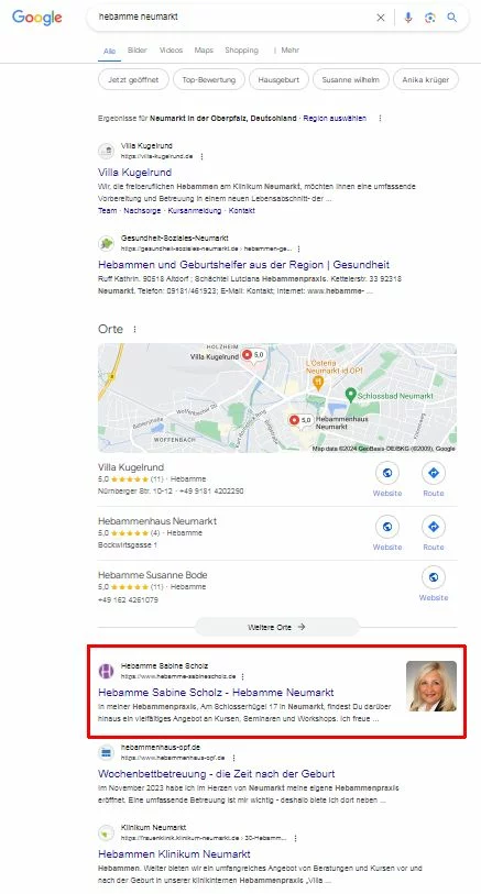Dr. Sabine Scholz – Google-Ranking Hebamme Neumarkt