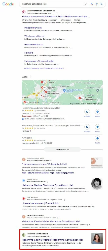 Sabine Westarp – Google-Ranking Hebamme Schwäbisch Hall