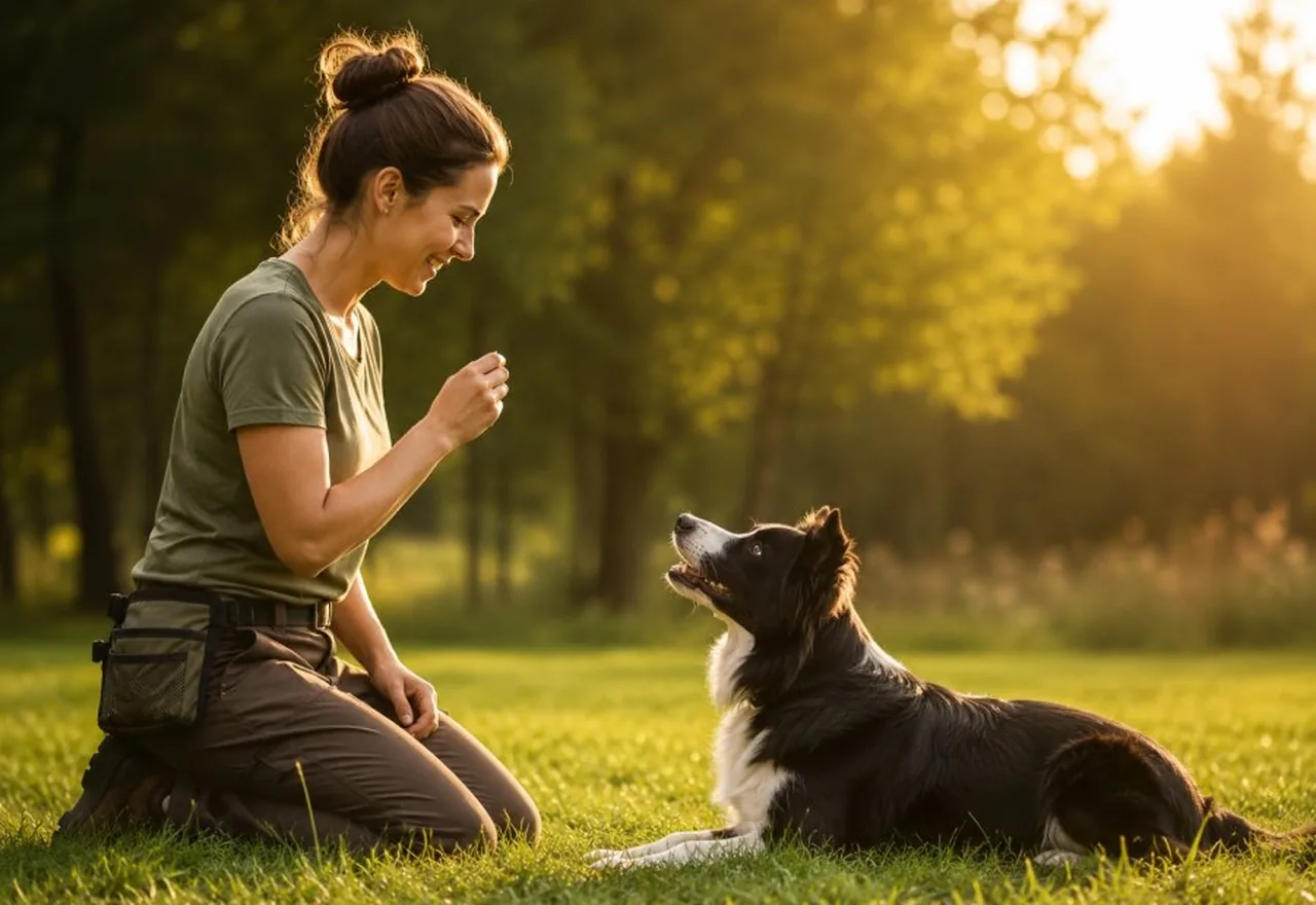 Hundetrainerin mit Hund