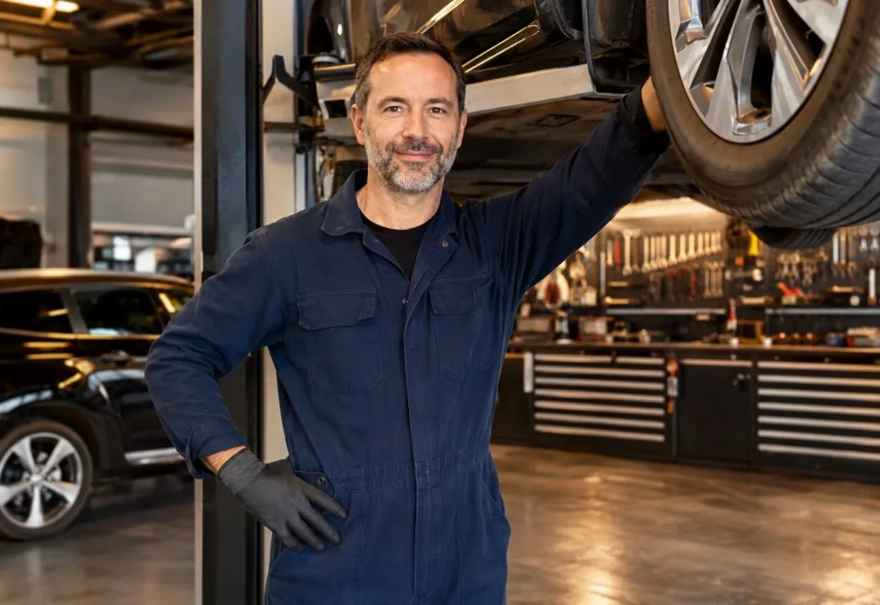 Kfz-Werkstatt bei der Arbeit