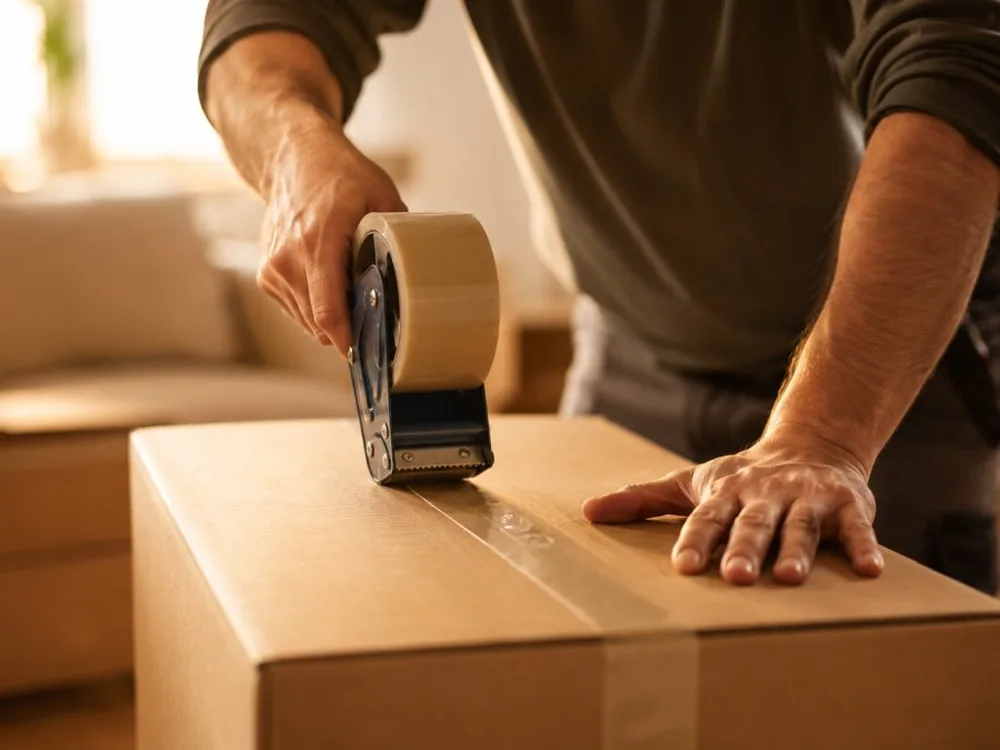 Detail: Karton verpacken